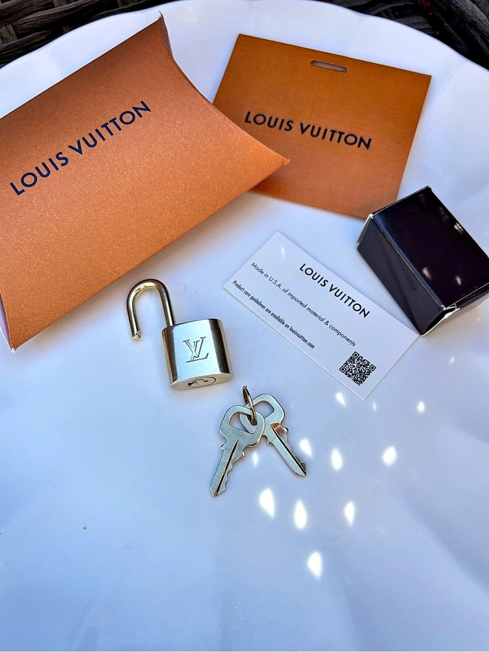 Louis Vuitton Silver Padlock and Key Set Silver & Gold